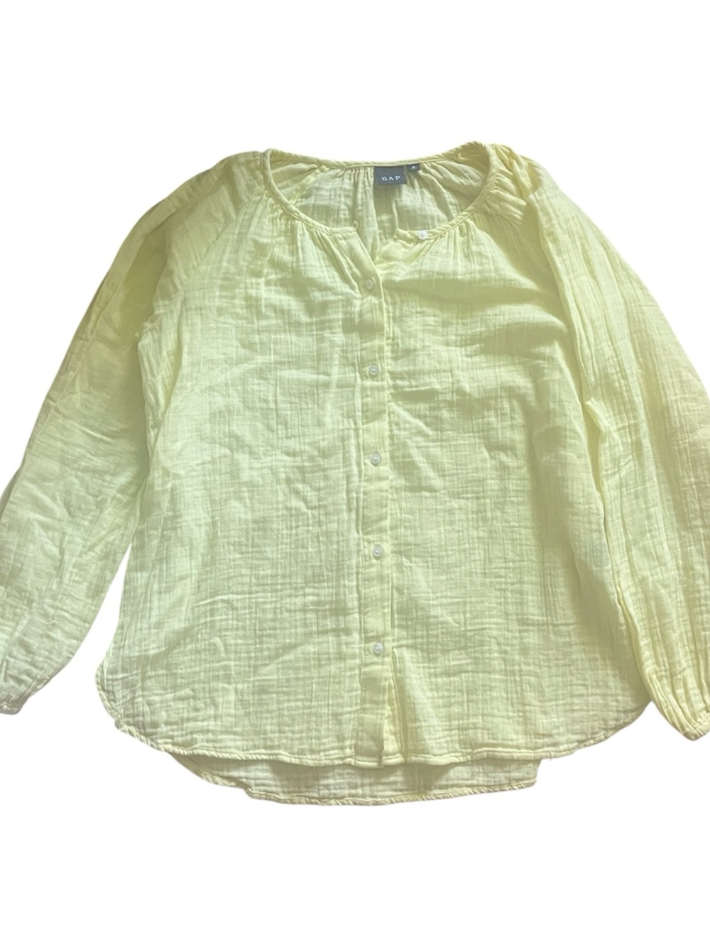 GAP Pale Yellow Button-Down Long Sleeve Blouse